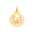 Yellow Gold Round Zodiac Pendant Gemini