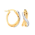 Yellow Gold Two Toned Double Tube Oval Hoops