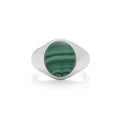 Sterling Silver Triple Plated Malachite Signet