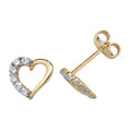 9ct Yellow Gold CZ Open Heart Stud Earrings