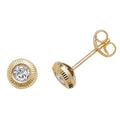 9ct Yellow Gold Embedded CZ Stud Earrings