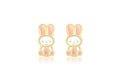 9K Yellow Gold and Enamel Rabbit Stud Earrings
