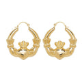 9K Yellow Gold Claddagh Hoop Earrings