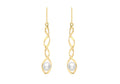 9ct Yellow Gold Spiral Pearl Drop Earrings