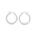 9K White Gold Beaded Hoop Earrings