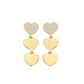 9ct Yellow Gold CZ Triple Heart Drop Earrings