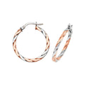 9K 2 Colour Gold 20mm Flat Twist Hoop Earrings