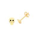 9K Yellow Gold Skull Stud Earrings