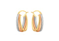 9K 3 Colour Gold Triple Flat Hoop Creole Earrings