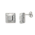 Sterling Silver Square Cubic Zirconia Stud Earrings