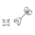 Sterling Silver CZ Set Stud Earrings