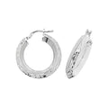 Sterling Silver Diamond Cut Hoop Earrings