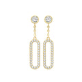 9ct Yellow Gold CZ Oblong Drop Earrings