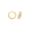 9ct Yellow Gold Tubular CZ Hinged Hooped Earrings