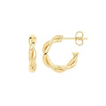 9K Yellow Gold Twisted Half Hoop Earrings