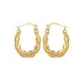 9K Yellow Gold Twisted Creole Hoop Earrings