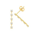 9ct Yellow Gold Linear CZ Drop Earrings
