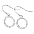 9ct White Gold CZ Open Circle Drop Earrings