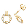 9ct Yellow Gold Open Circle CZ Stud Earrings