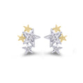 9ct White and Yellow Gold Diamond Star Earrings