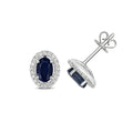 9K White Gold Sapphire & Diamond Halo Studs