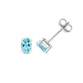 9K White Gold Oval Aquamarine Stud Earrings