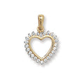 9K Yellow Gold Open Heart CZ Pendant