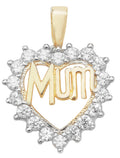 9ct Yellow Gold Cubic Zirconia Set 'Mum' Pendant