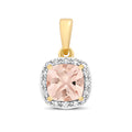 9K Yellow Gold Morganite & Diamond Pendant