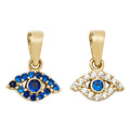 9K Yellow Gold Cubic Zirconia Evil Eye Pendant
