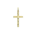 9ct Yellow Gold Semi-Solid Engraved Cross Pendant