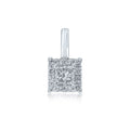 9ct White Gold 0.14ct Princess Cut Diamond Halo Pendant