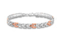 9ct 2-Coloured Gold Brick Link Bracelet