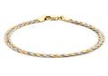 9K 3 Colour Woven Herringbone Bracelet 7"
