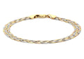 9K 3 Colour Gold 6 Strand Woven Herringbone Bracelet 7"