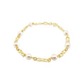 9ct Yellow Gold Pearl Figure of 8 Bracelet
