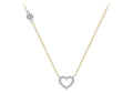 9K 2-Coloured Gold Open Heart CZ Necklace 18"
