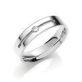 0.05ct Sterling Silver Brilliant Cut Diamond Set 5mm Y/w Flat Court Wedding Band
