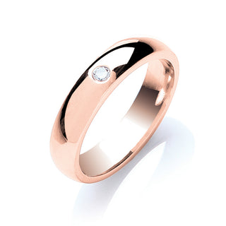 0.10ct Sterling Silver Brilliant Cut Diamond Set 5mm Court Wedding Band