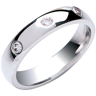 0.12ctw 3st Brilliant Cut Diamond Set 4mm Court Platinum Wedding Band