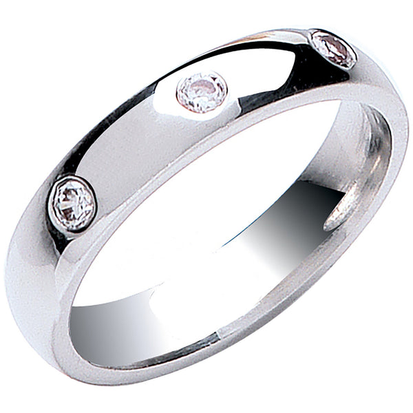 0.12ctw 3st Brilliant Cut Diamond Set 4mm Court Platinum Wedding Band