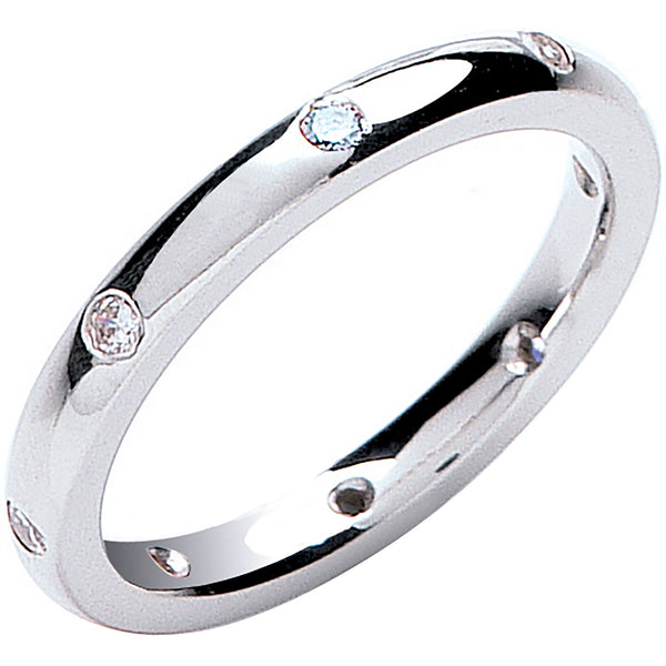 0.13ctw 8st Brilliant Cut Diamond Set 2mm Court Platinum Wedding Band