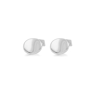 Men's Sterling Silver Plain Concave Oval Cufflinks