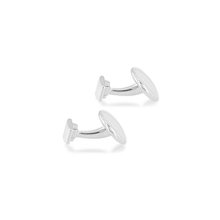 Men's Sterling Silver Plain Concave Oval Cufflinks