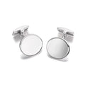 Men's Sterling Silver Plain Concave Oval Cufflinks