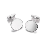 Men's Sterling Silver Plain Concave Oval Cufflinks
