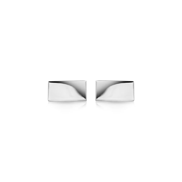 Men's Sterling Silver Rectangular Plain Cufflinks