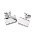 Men's Sterling Silver Rectangular Plain Cufflinks