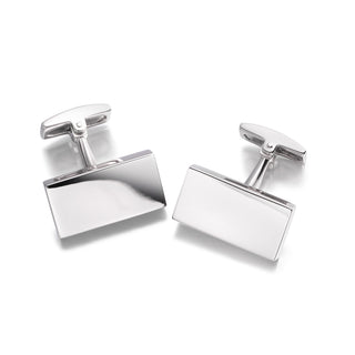 Men's Sterling Silver Rectangular Plain Cufflinks