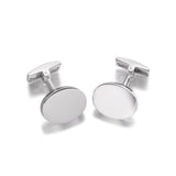 Men's Sterling Silver Plain Oval Cufflinks
